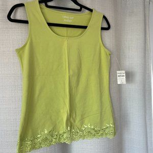 Coldwater Creek NWT Apple Green Spring Lace Tee Tank